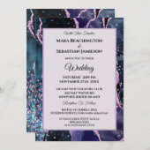 *~* RSVP Website - Paarse AGATE Stars AR13 Wedding Kaart (Voorkant / Achterkant)