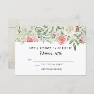 RSVP Weddenschap Blush Ivory Roos Rustic Wooden Pl Kaart