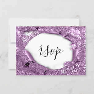 RSVP Weddenschap Glitter Bridal White Violet Paars Kaartje