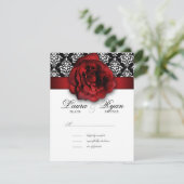 RSVP Weddenschapskaart Red Rose Damask (Staand voorkant)