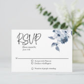 RSVP Wedding Blue Floral Kaart (Staand voorkant)