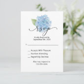 RSVP Wedding Blue Hydrangea Kaartje (Staand voorkant)