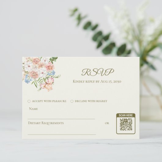 RSVP wedding card butter yellow garden floral (Staand voorkant)