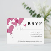 RSVP wedding cards with red heart balloon design (Debout devant)