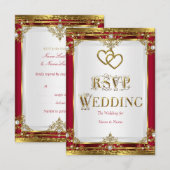 RSVP Wedding Elegant Red Gold White Golden (Voorkant / Achterkant)