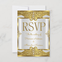 RSVP Wedding Gold White Pearls Lijst Kaart