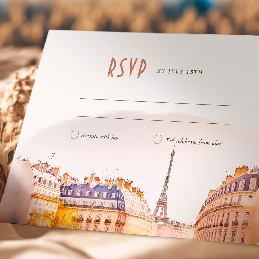 RSVP Wedding Insert Paris France Destination Kaart