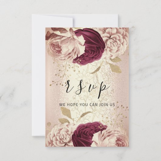 RSVP Wedding Marsala Florals Rozen PinkGlam (Achterkant)