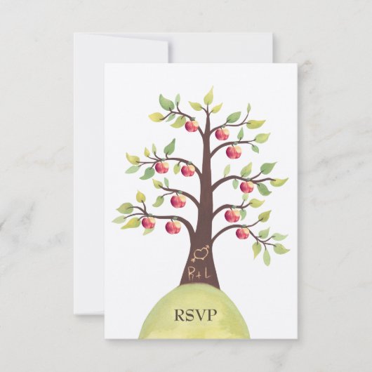 RSVP Wedding Monogram Apple Tree Carving (Voorkant)