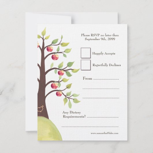 RSVP Wedding Monogram Apple Tree Carving (Achterkant)