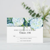 RSVP Wedding Painted White Hydrangeas Peacock Blue Kaart (Staand voorkant)