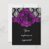RSVP Wedding Reply Card Paars Roos Damask Kaartje (Achterkant)