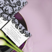 RSVP Wedding Response Kaart Paars Black Damask
