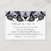 RSVP Wedding Response Kaart Paars Black Damask (Voorkant)