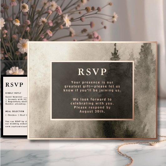 RSVP Wedding Response Kaart Rustieke Waterverf
