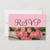 RSVP Wedding Roze Rose Bouquet Zilver Kaartje (Voorkant)