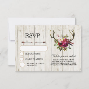 RSVP Wedding Rustic Antlers Statistische Kaarten n