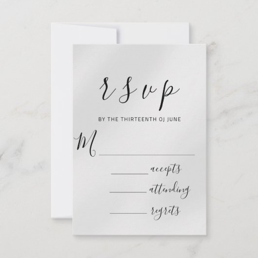 RSVP Wedding Silver Grey Paper Paars Violet Glam Kaartje (Voorkant)