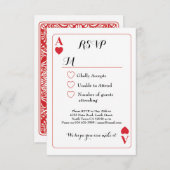 RSVP Wedding Speding Card Ace of Hearts nodigt u u (Voorkant / Achterkant)