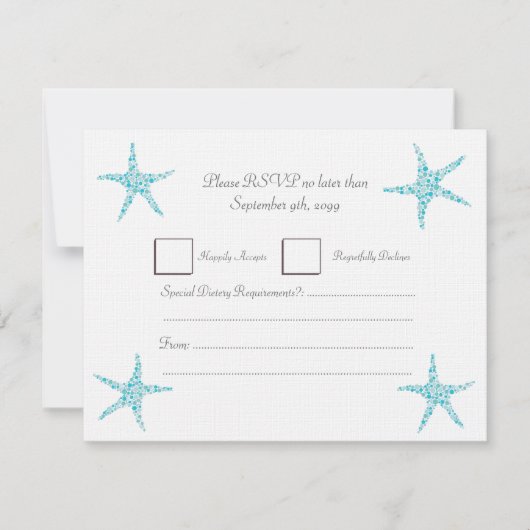 RSVP Wedding Turquoise Aqua Starfish Beach (Voorkant)