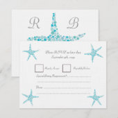RSVP Wedding Turquoise Aqua Starfish Beach (Voorkant / Achterkant)