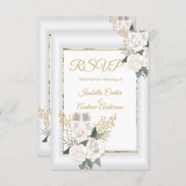 RSVP Wedding White Rose Floral Champagne Gold