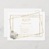 RSVP White en Gold met witte rozen Briefkaart (Voorkant / Achterkant)
