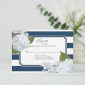 RSVP White Hydrangea Elegant Navy Large Stripe (Debout devant)