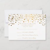 RSVP Wit & Confetti Goud Stip Bruiloft Kaart (Achterkant)