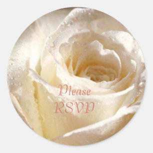RSVP wit dewy roos Ronde Sticker