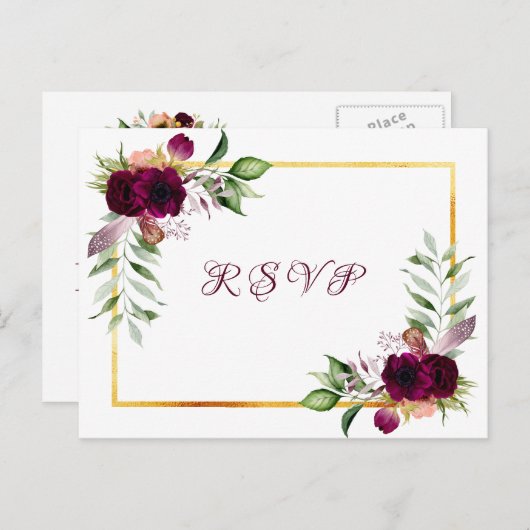 RSVP-witte bloemkolen, gebarentaal Uitnodiging Briefkaart (Voorkant / Achterkant)