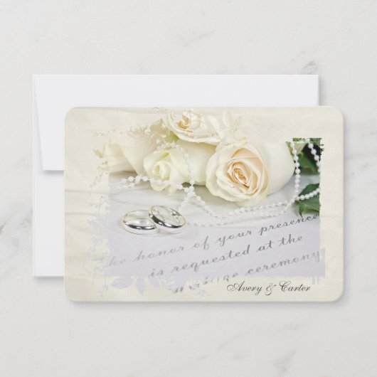 RSVP witte rozen en ringen Kaart (Voorkant)