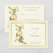 RSVP Witte rozenspray bruiloft Kaartje (Voorkant / Achterkant)