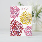 RSVP Yellow Red Pink Flower Blossom Weduwkaart (Staand voorkant)