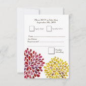RSVP Yellow Red Pink Flower Blossom Weduwkaart (Achterkant)