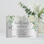 RSVP Zilveren Bruiloft Glitter Bruids Mint Groen D (Staand voorkant)