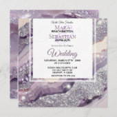 *~* RSVP ZILVEREN LAVENDEL QR AGATE AR66 Bruiloft Kaart (Voorkant / Achterkant)