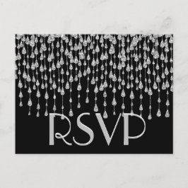 RSVP | Zilveren vallende sterren Uitnodiging Briefkaart