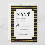 RSVP Zilverfolie en Zwarte Trouw Uitnodiging (Voorkant)