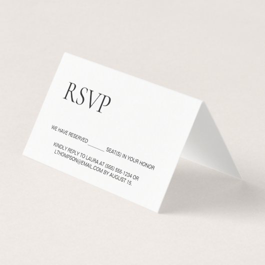 RSVP zonder gereserveerde stoel Eenvoudig gevouwen Kaart (Voorkant)