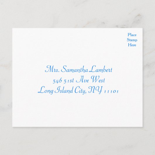 RSVP Zonnebloem Blauw & Geel Bloemen Huwelijk Uitnodiging Briefkaart (Achterkant)