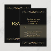 RSVP zwart en goud Kaartje (Voorkant / Achterkant)