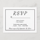 RSVP Zwart-Wit Minimalistische Trouwdag Uitnodiging Briefkaart (Voorkant)