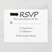 RSVP zwart-wit pijl bruiloft / feest Uitnodiging Briefkaart (Voorkant)