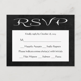RSVP zwart-wit schoolbord (maaltijd) Uitnodiging Briefkaart