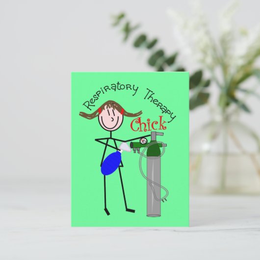 RT Chick O2 Tank en Ambu Bag Stick People Briefkaart (Staand voorkant)