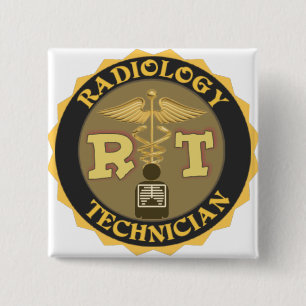 RT RADIOLOGY TECHNICIAN BADGE - LOGO VIERKANTE BUTTON 5,1 CM