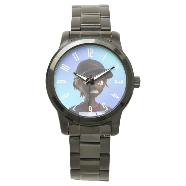 RTFKT x Murakami CloneX 6061 zwart horloge (Voorkant)