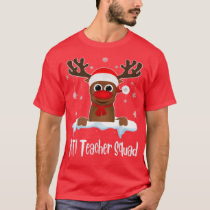 RTI Teacher Squad Xmas Reindeer Santa Hat Christma T-shirt