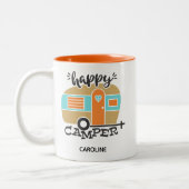 Rtro Happy Camper Coral Nom Turquoise Coffee Mug (Gauche)